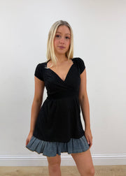 small saix black micro polka dot top 1