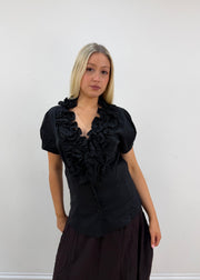 medium joy black ruffle shirt 1