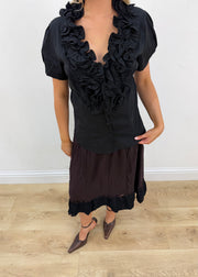 medium joy black ruffle shirt 3