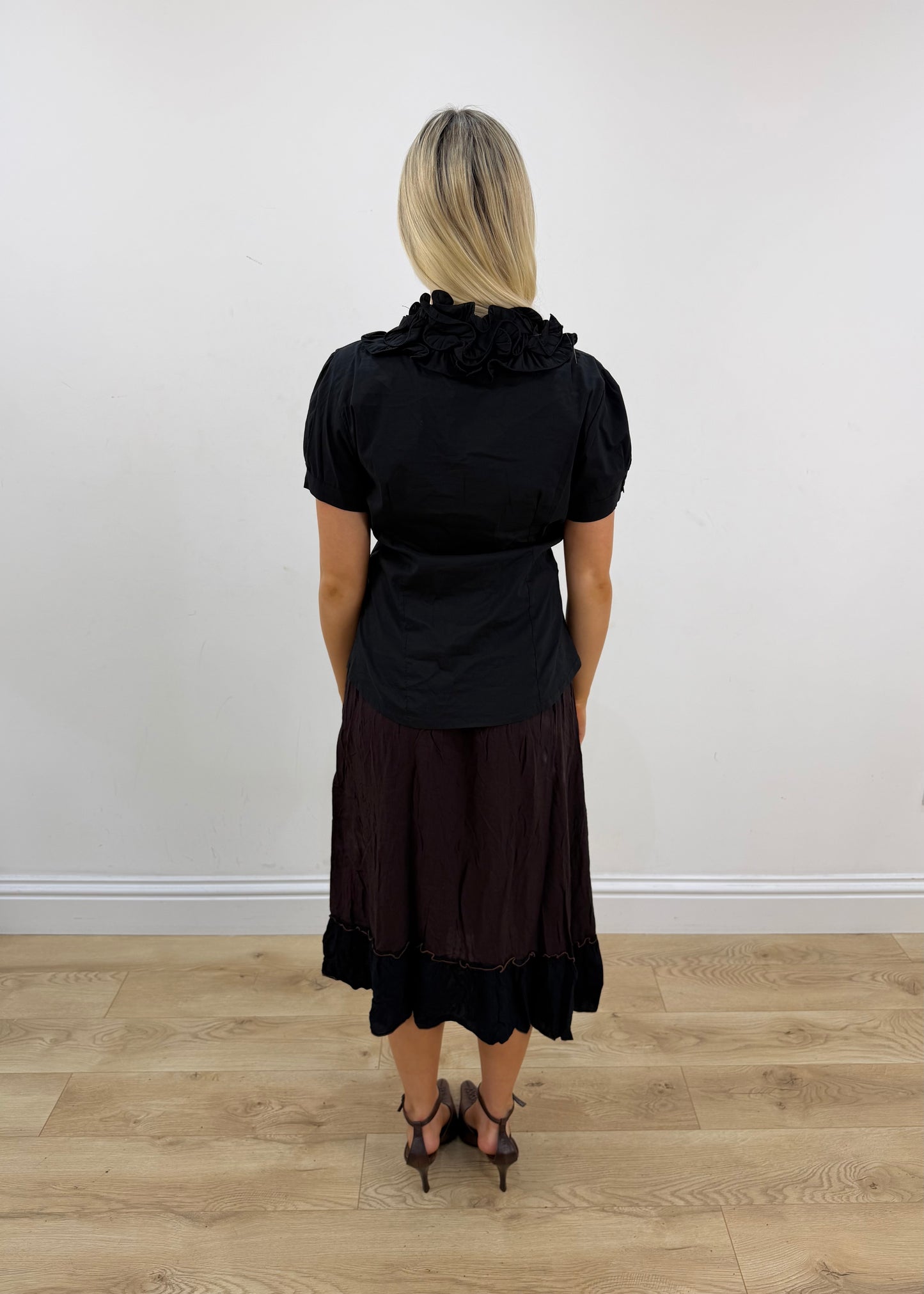 medium joy black ruffle shirt 5