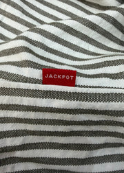 medium grey and white striped puff sleeve shirt 7