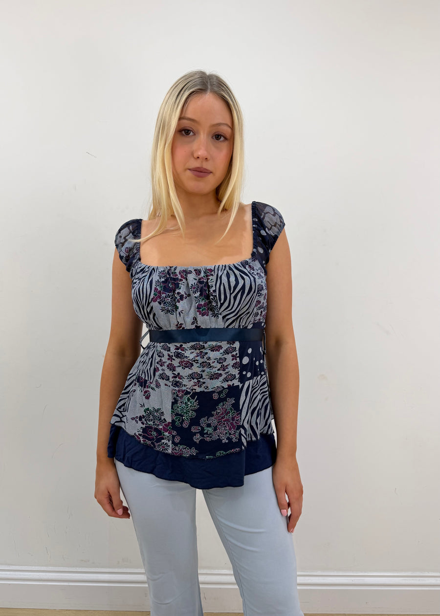 small navy blue milkmaid top 1