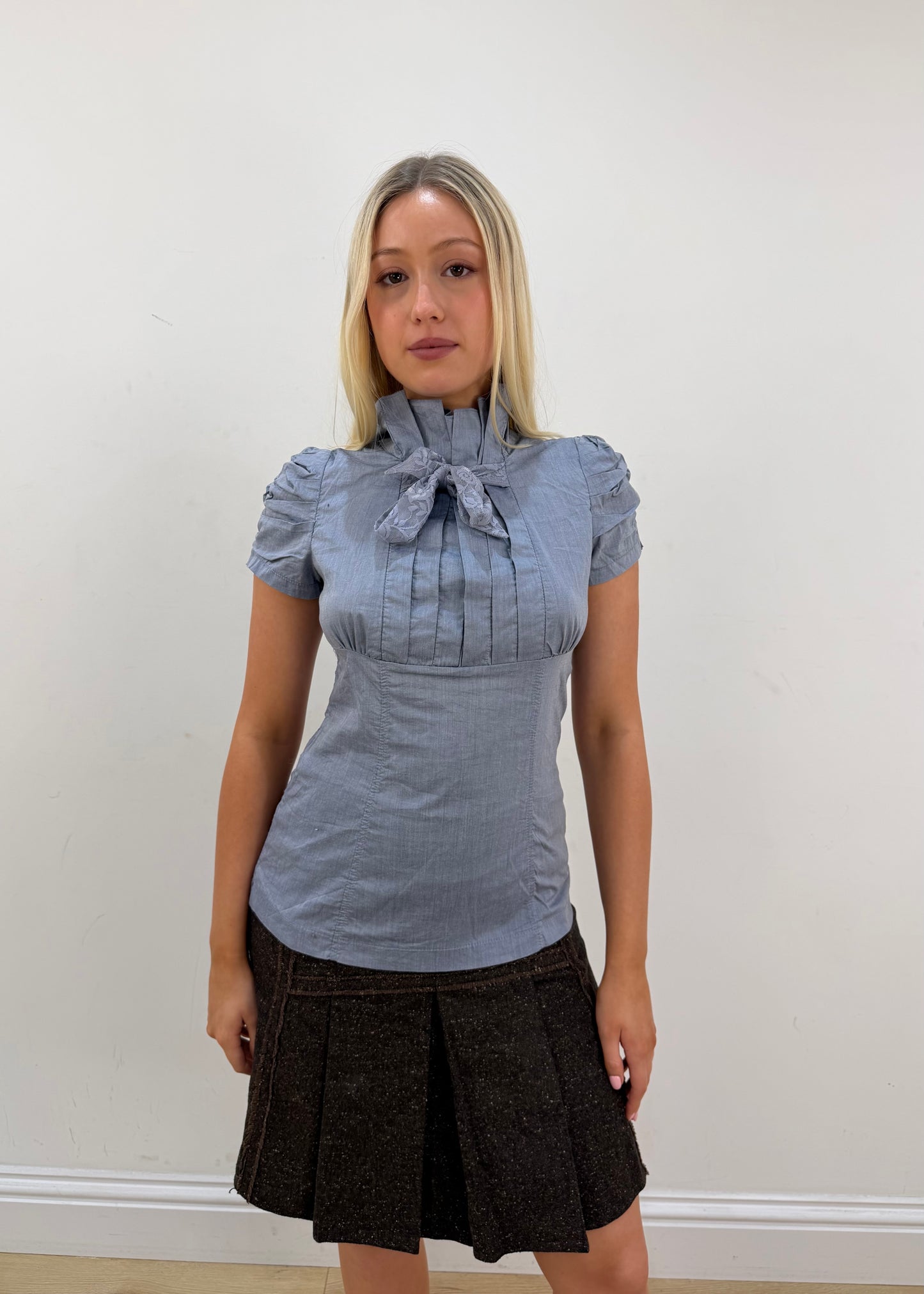 medium porta fortuna blue pleated blouse 1