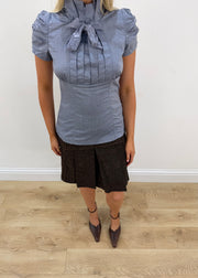 medium porta fortuna blue pleated blouse 3