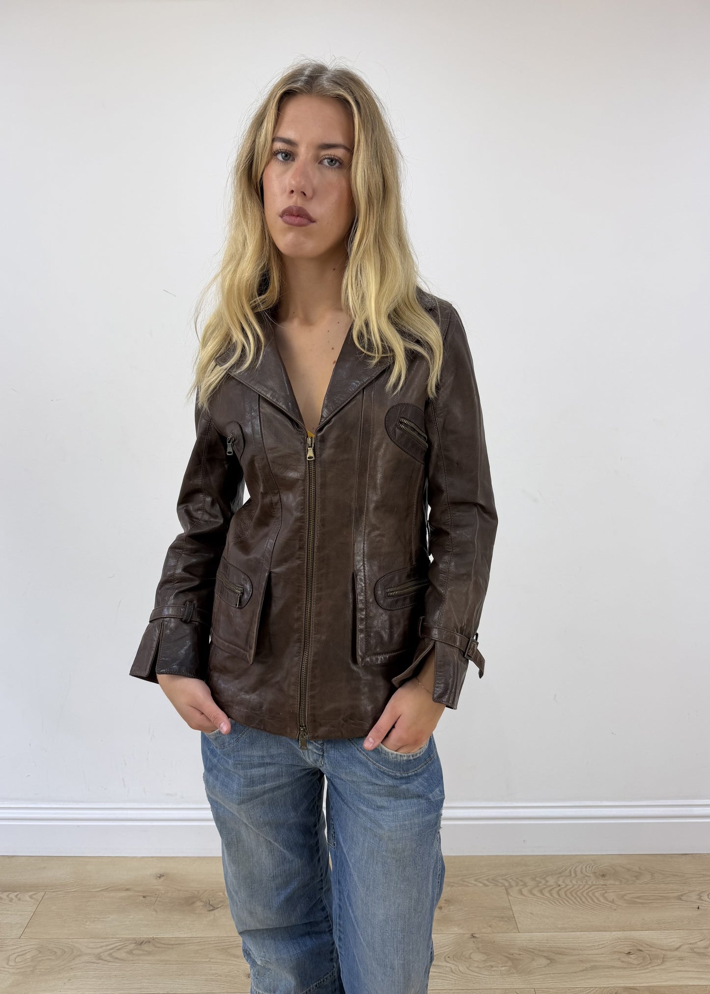 Medium brown genuine leather jacket 3