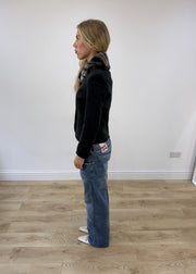 Small grey faux fur collar blazer 5