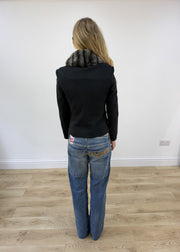 Small grey faux fur collar blazer 7