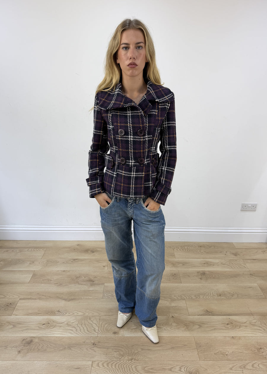Small purple and white tartan jacket 1
