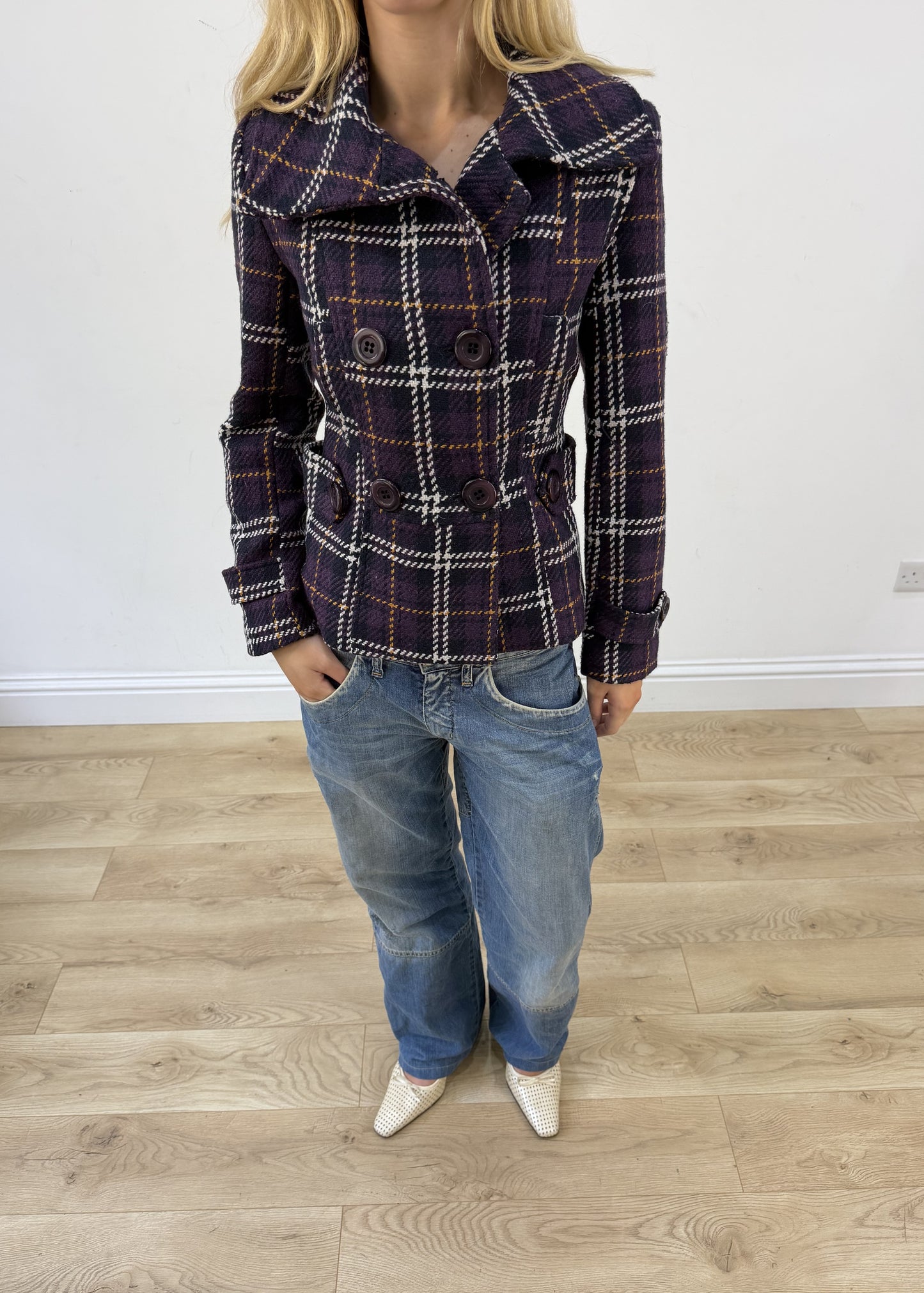 Small purple and white tartan jacket 2