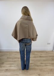 Beige button detail cape poncho 7