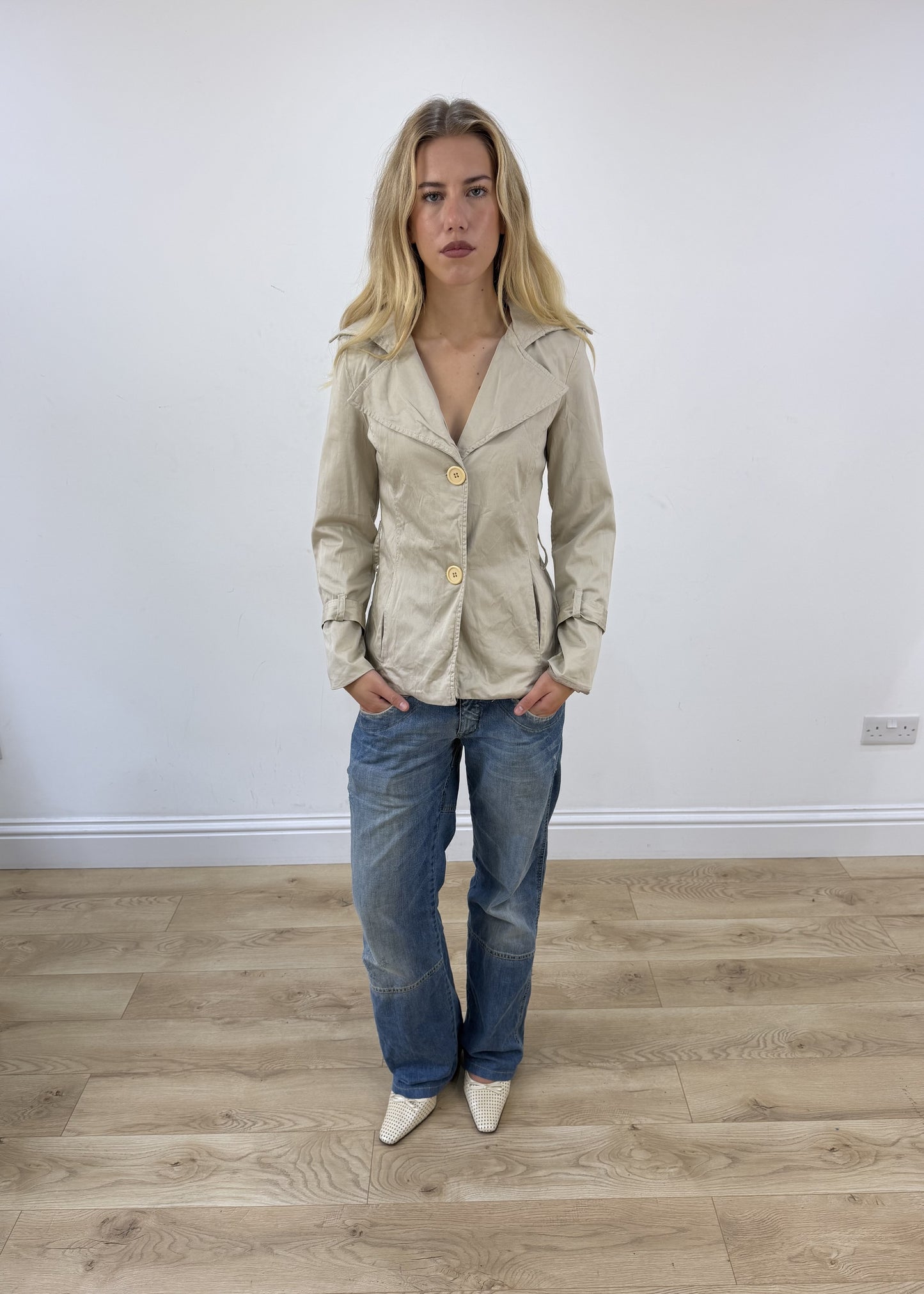 small beige trench coat image 1