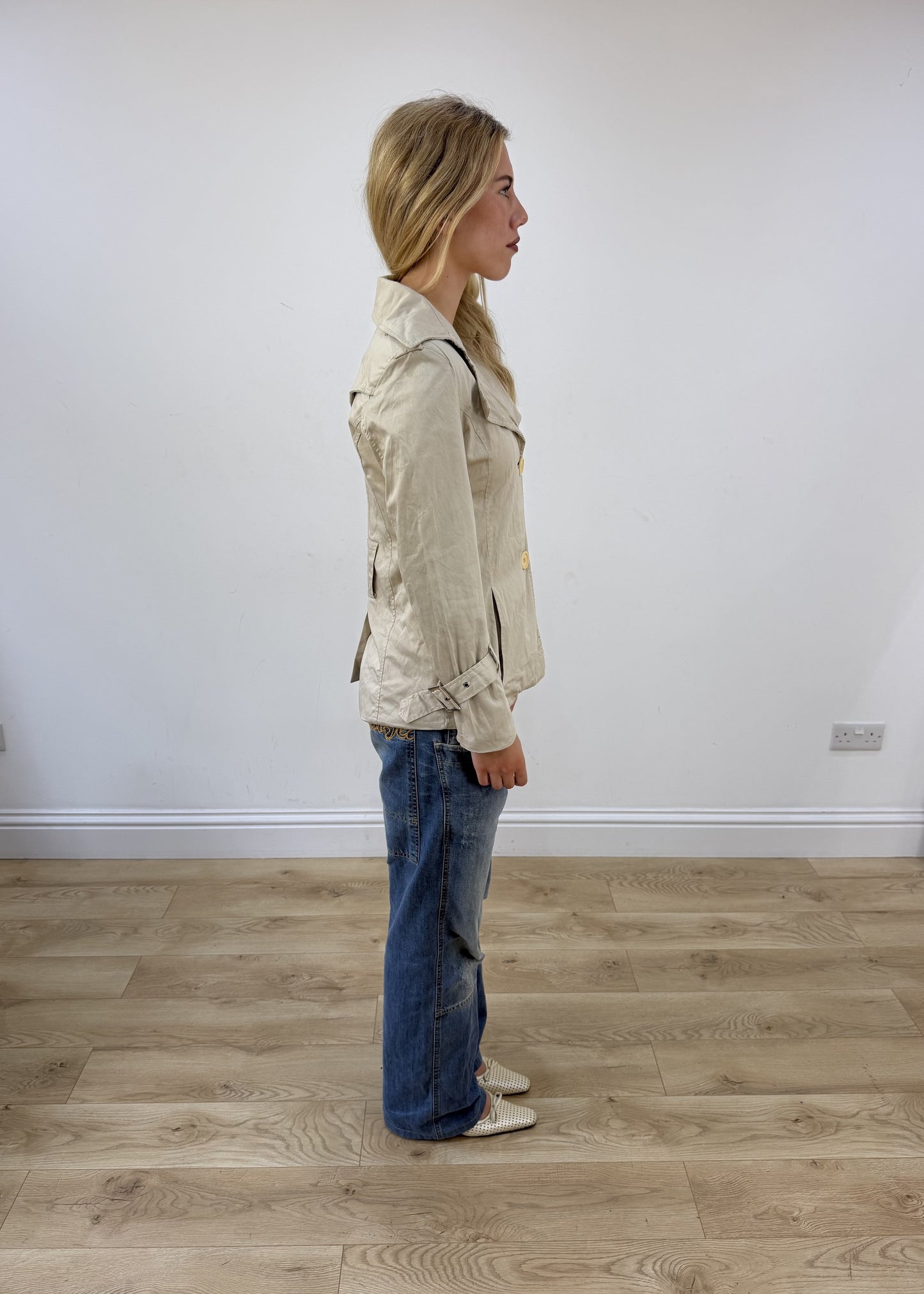 small beige trench coat image 6