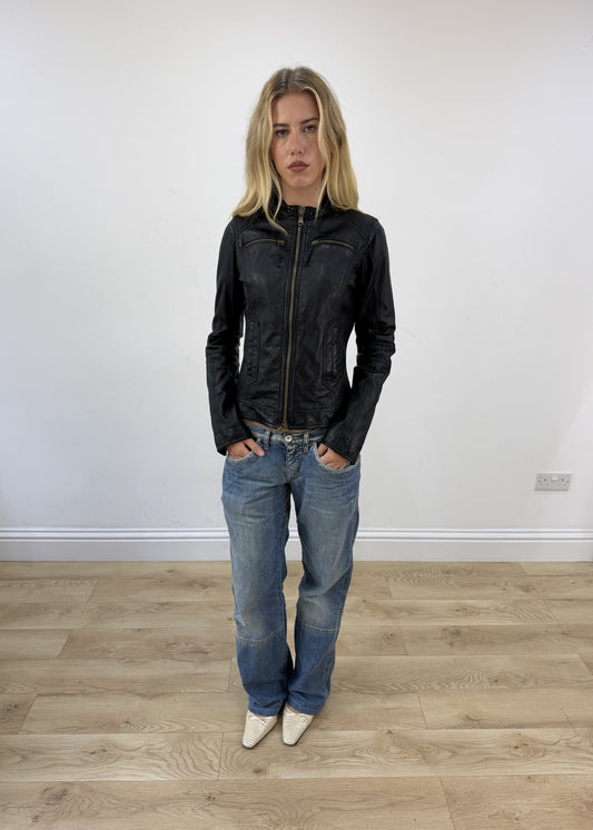 small black Benetton faux leather jacket image 1