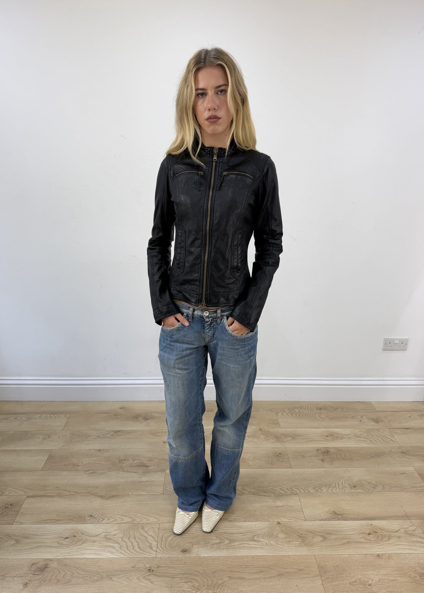 small black Benetton faux leather jacket image 1
