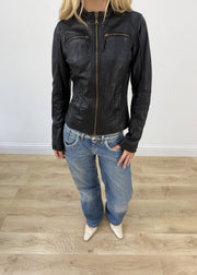 small black Benetton faux leather jacket image 2