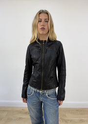 small black Benetton faux leather jacket image 3