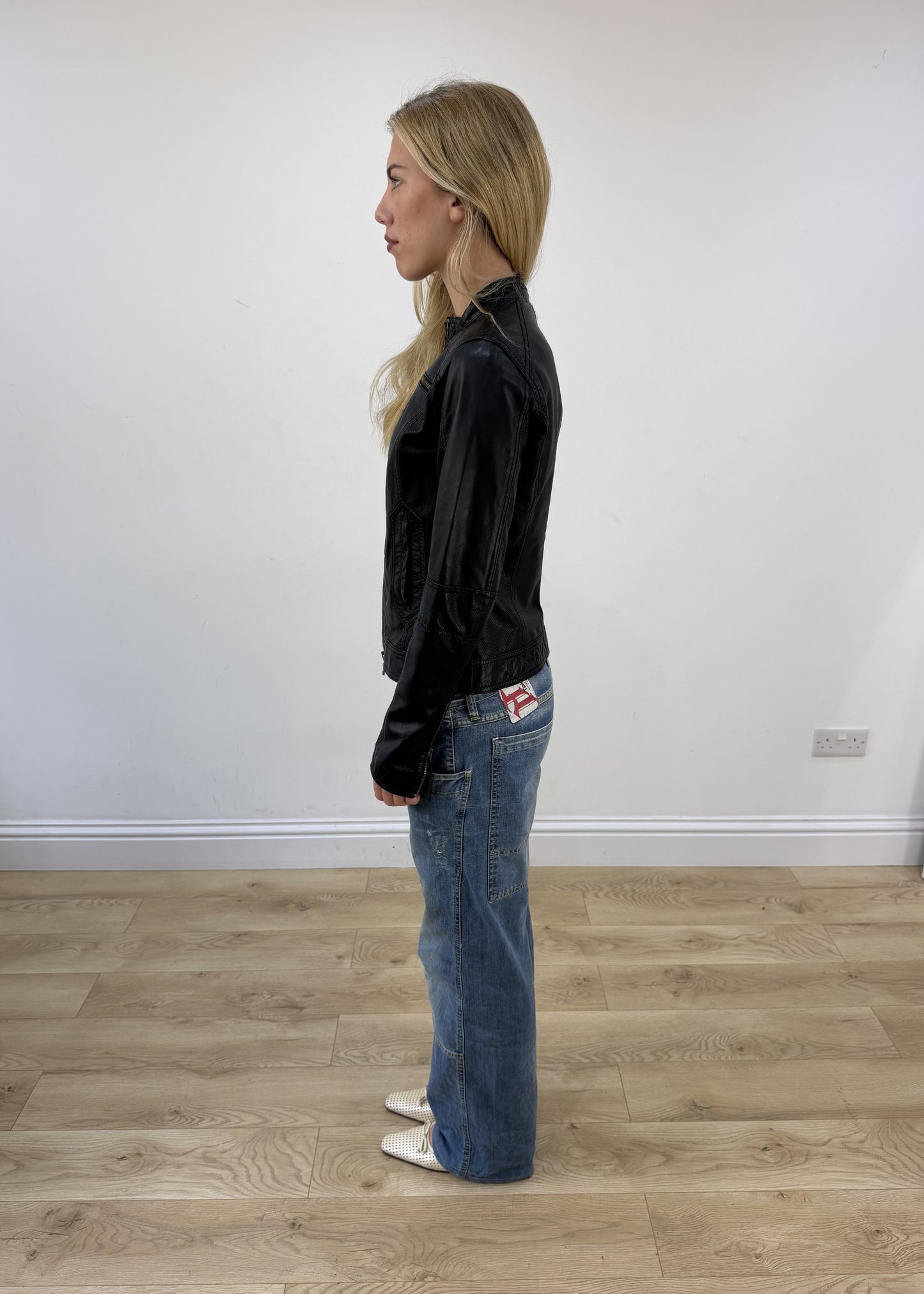 small black Benetton faux leather jacket image 5