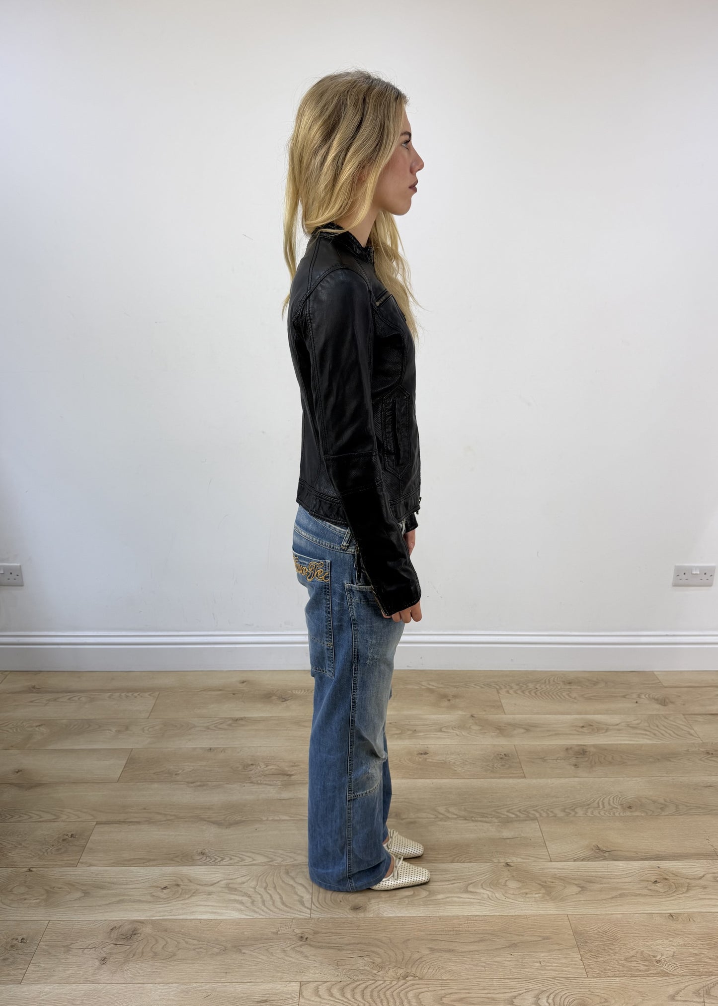 small black Benetton faux leather jacket image 6