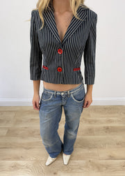 small navy pinstripe jacket image 2