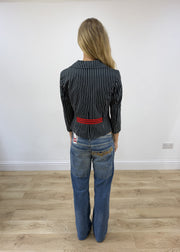 small navy pinstripe jacket image 7