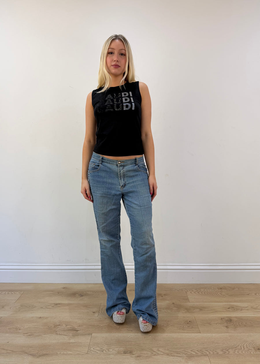 small black gaudi logo tank top