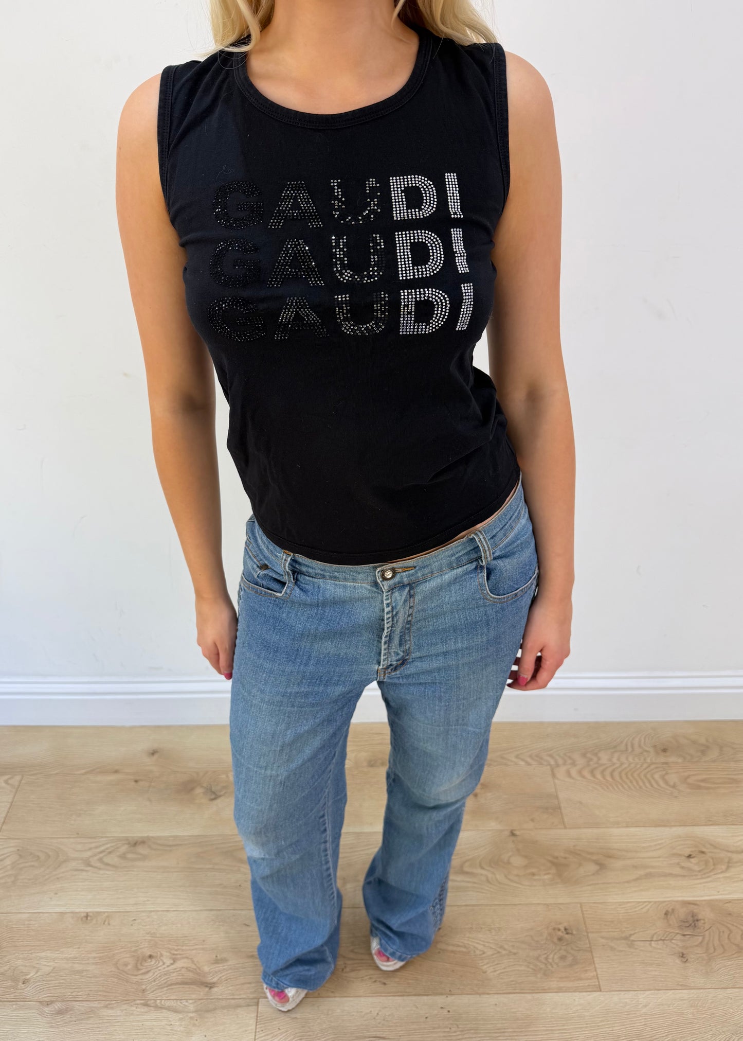 small black gaudi logo tank top