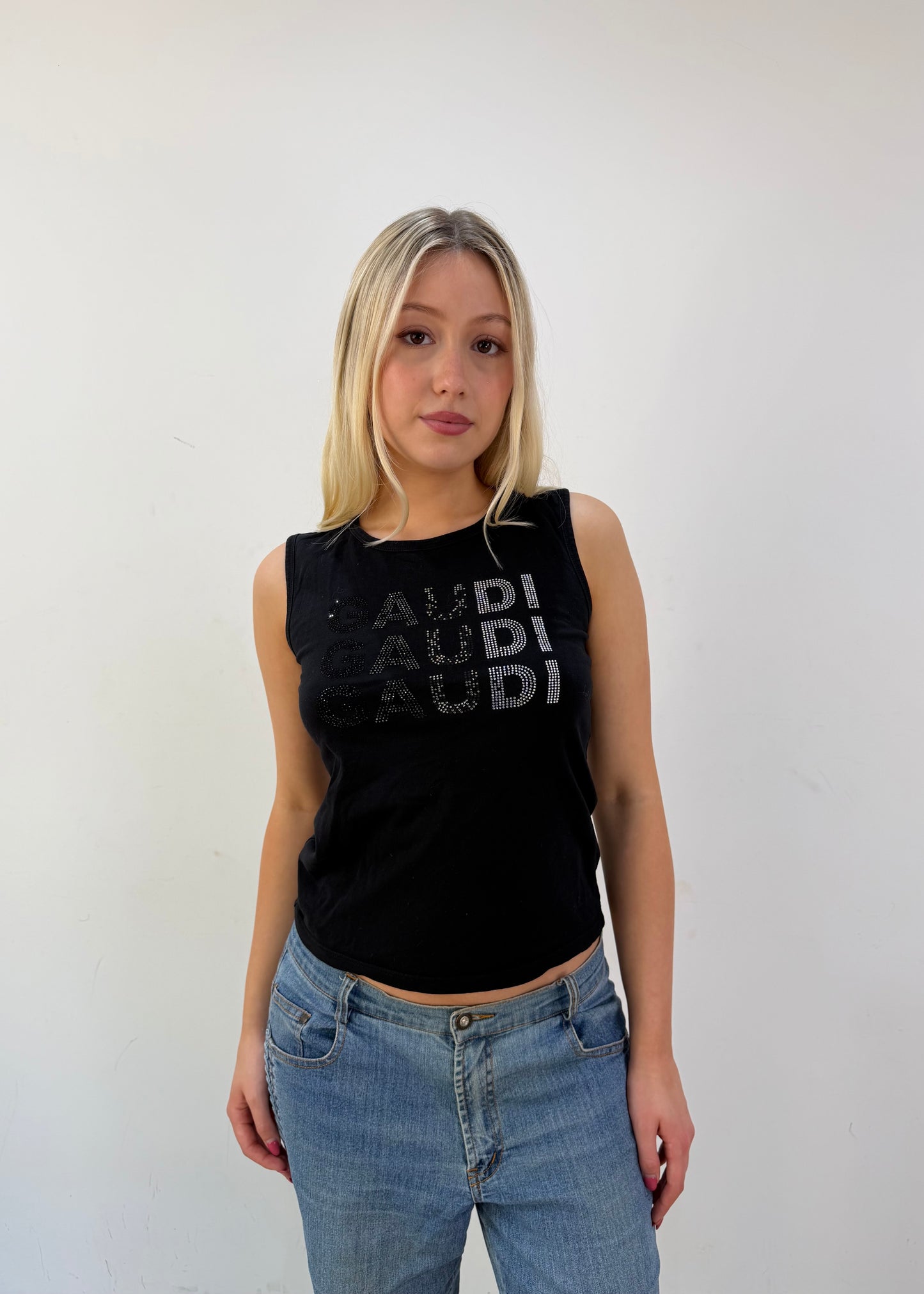 small black gaudi logo tank top