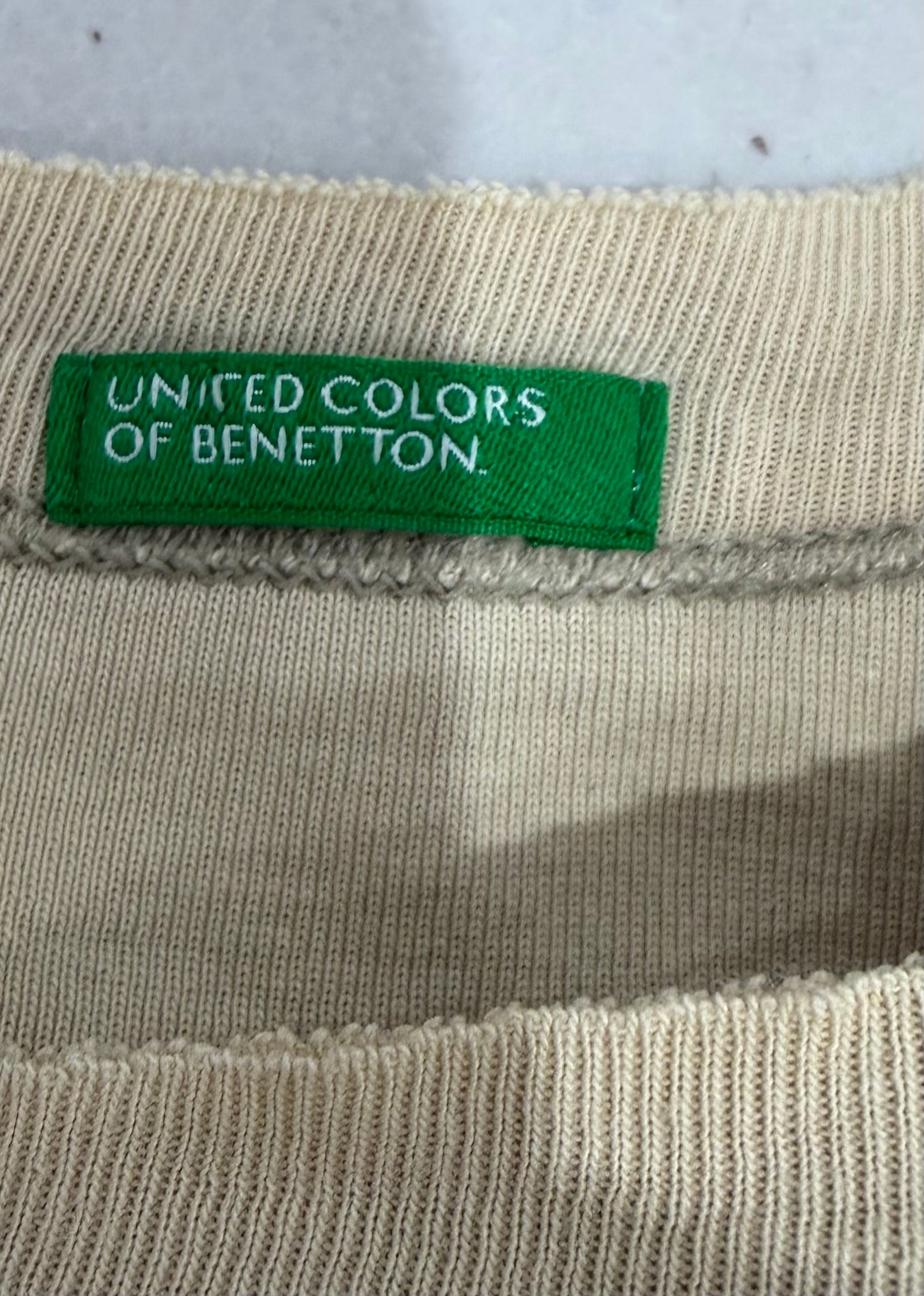 small beige old label united colors of benetton top care label