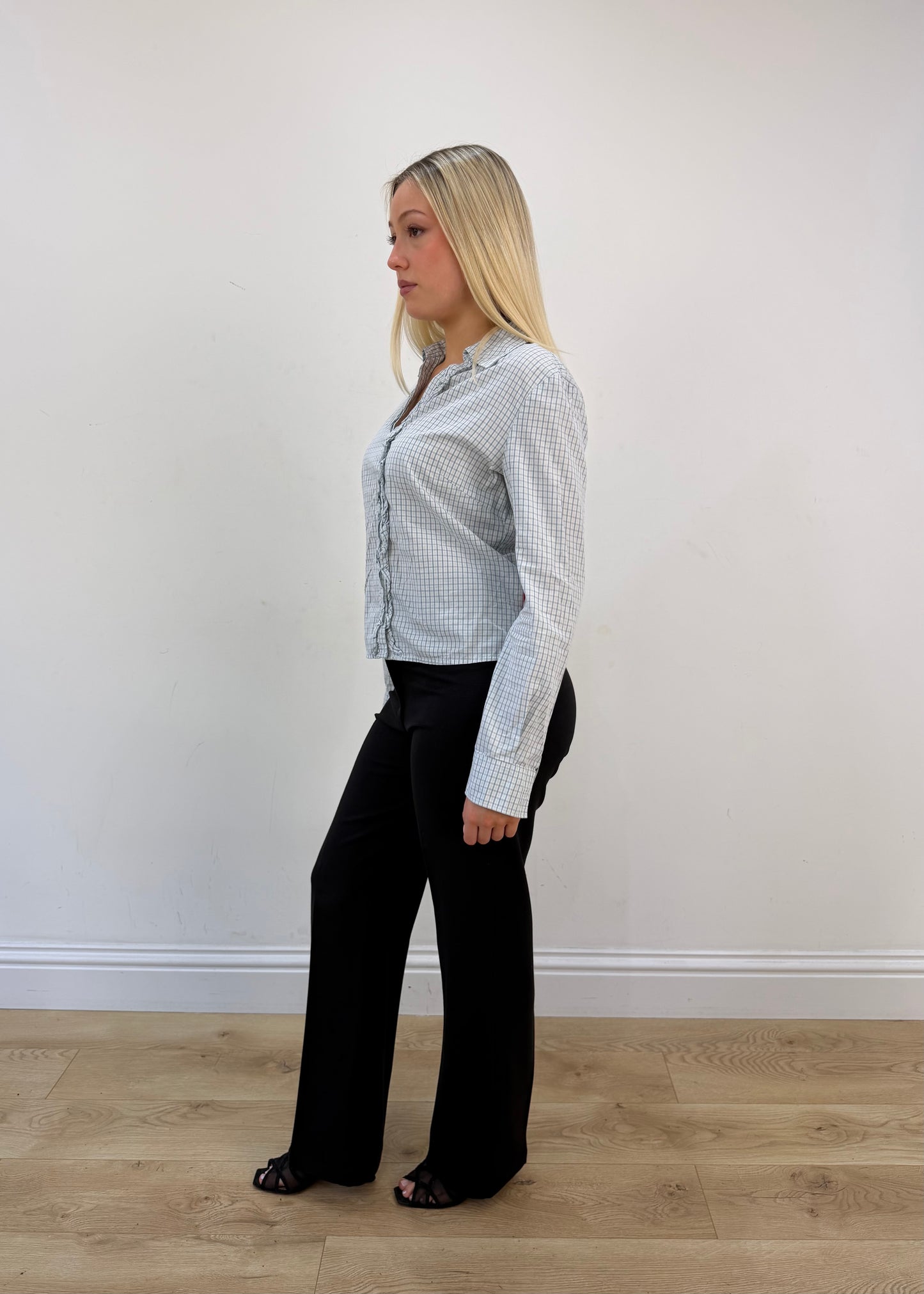 small black vivette tailored trousers side view