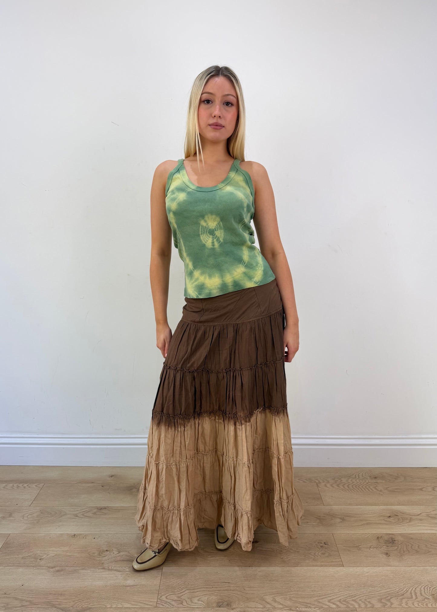small brown dip dye maxi skirt image 2