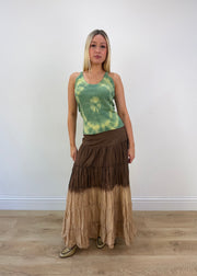 small brown dip dye maxi skirt