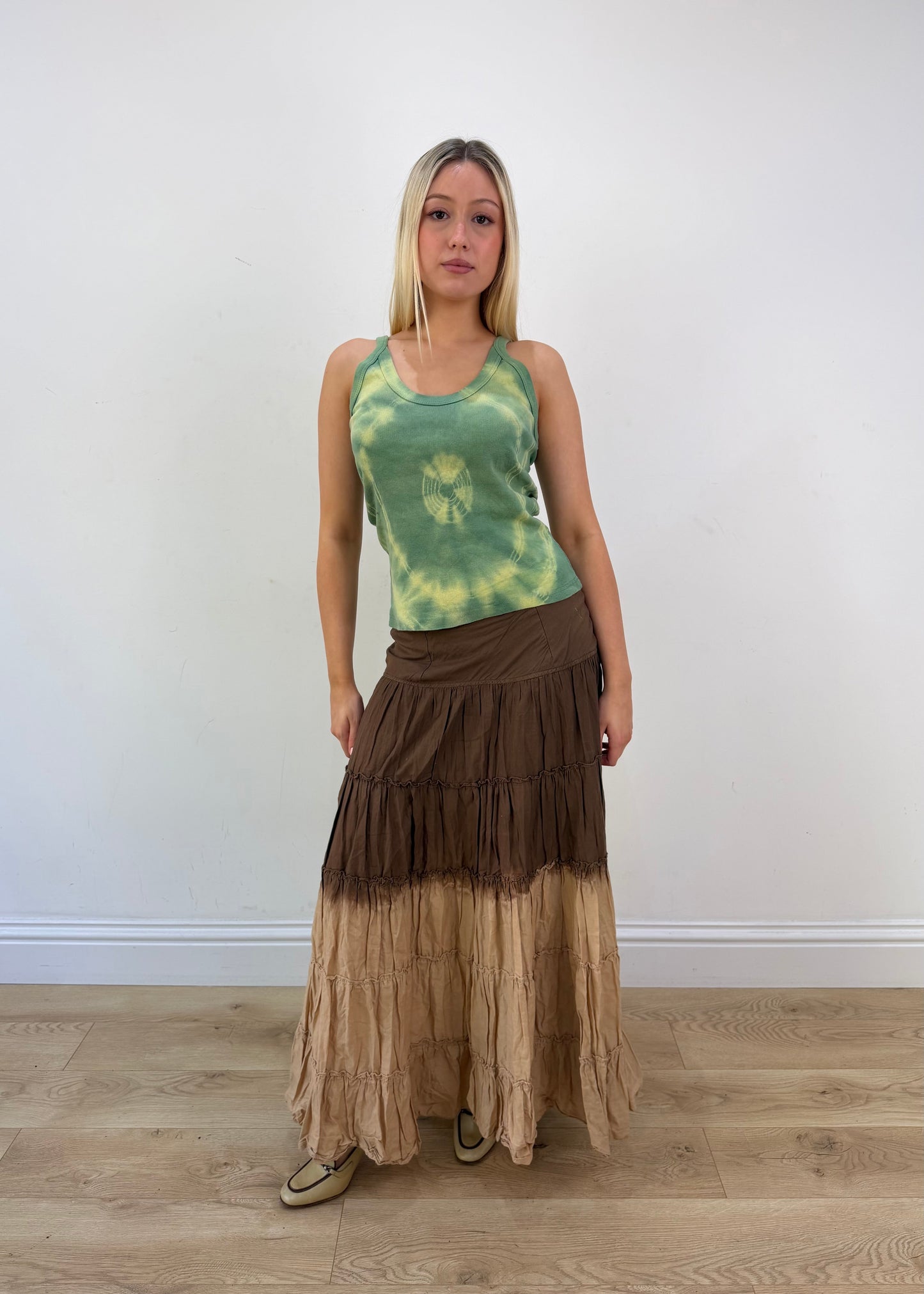 small brown dip dye maxi skirt