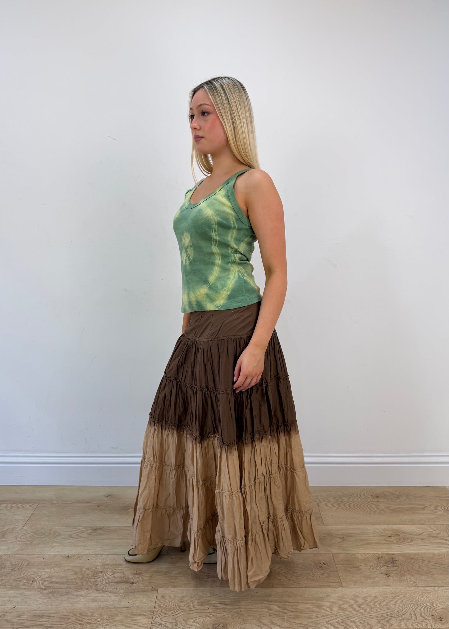 small brown dip dye maxi skirt image 3
