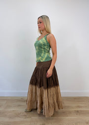 small brown dip dye maxi skirt