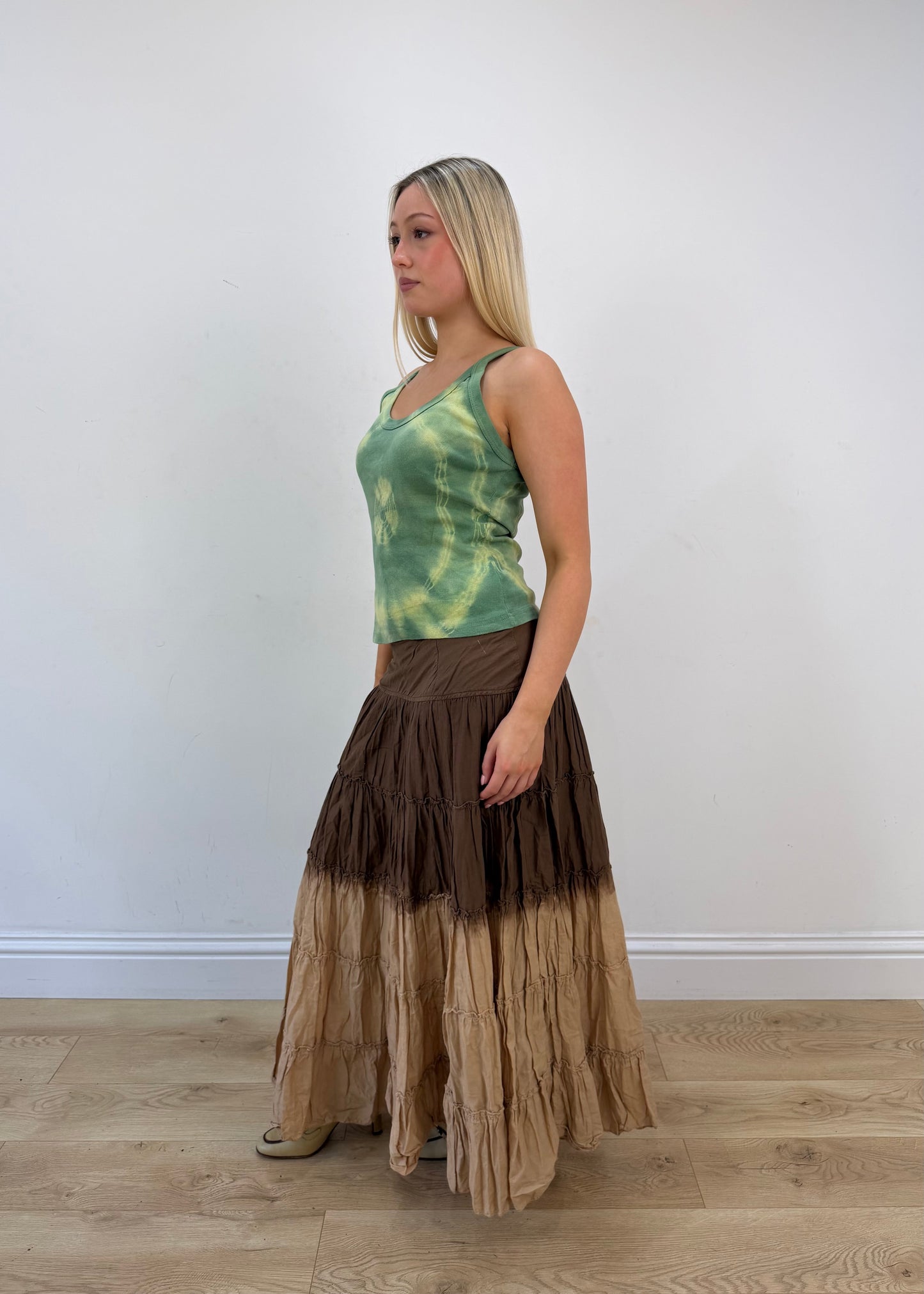 small brown dip dye maxi skirt