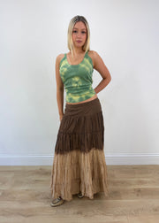 small brown dip dye maxi skirt