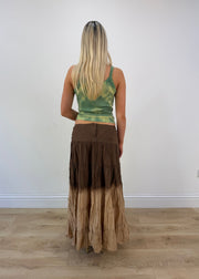 small brown dip dye maxi skirt