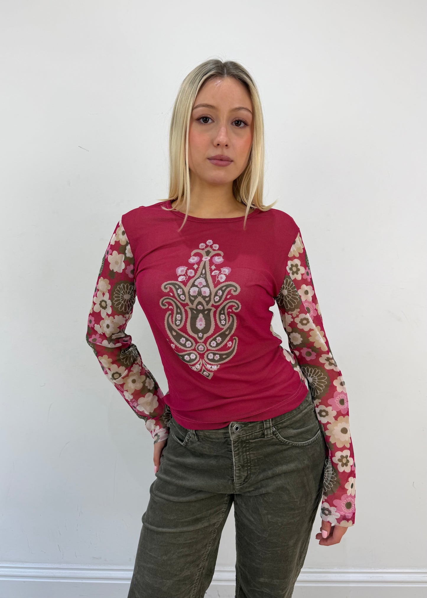 small brown esprit corduroy flared trousers image 1