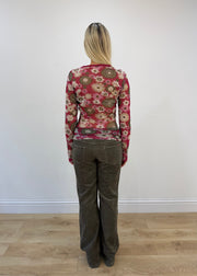 small brown esprit corduroy flared trousers