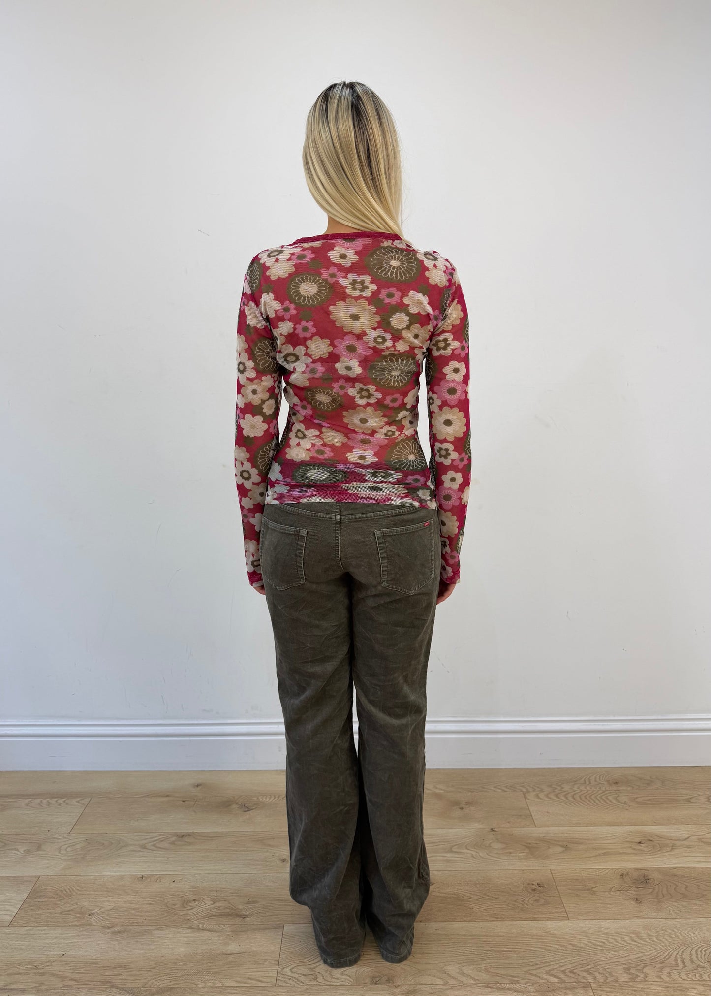 small brown esprit corduroy flared trousers