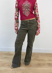 small brown esprit corduroy flared trousers