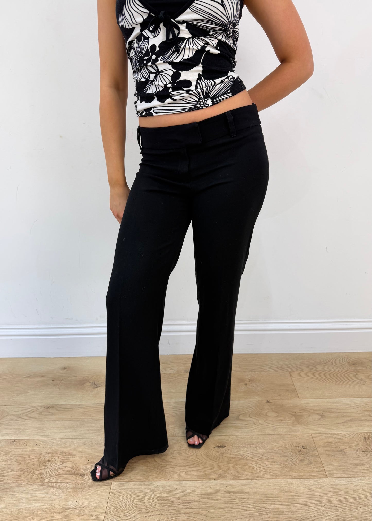 extra small black ysatis flared trousers image 2