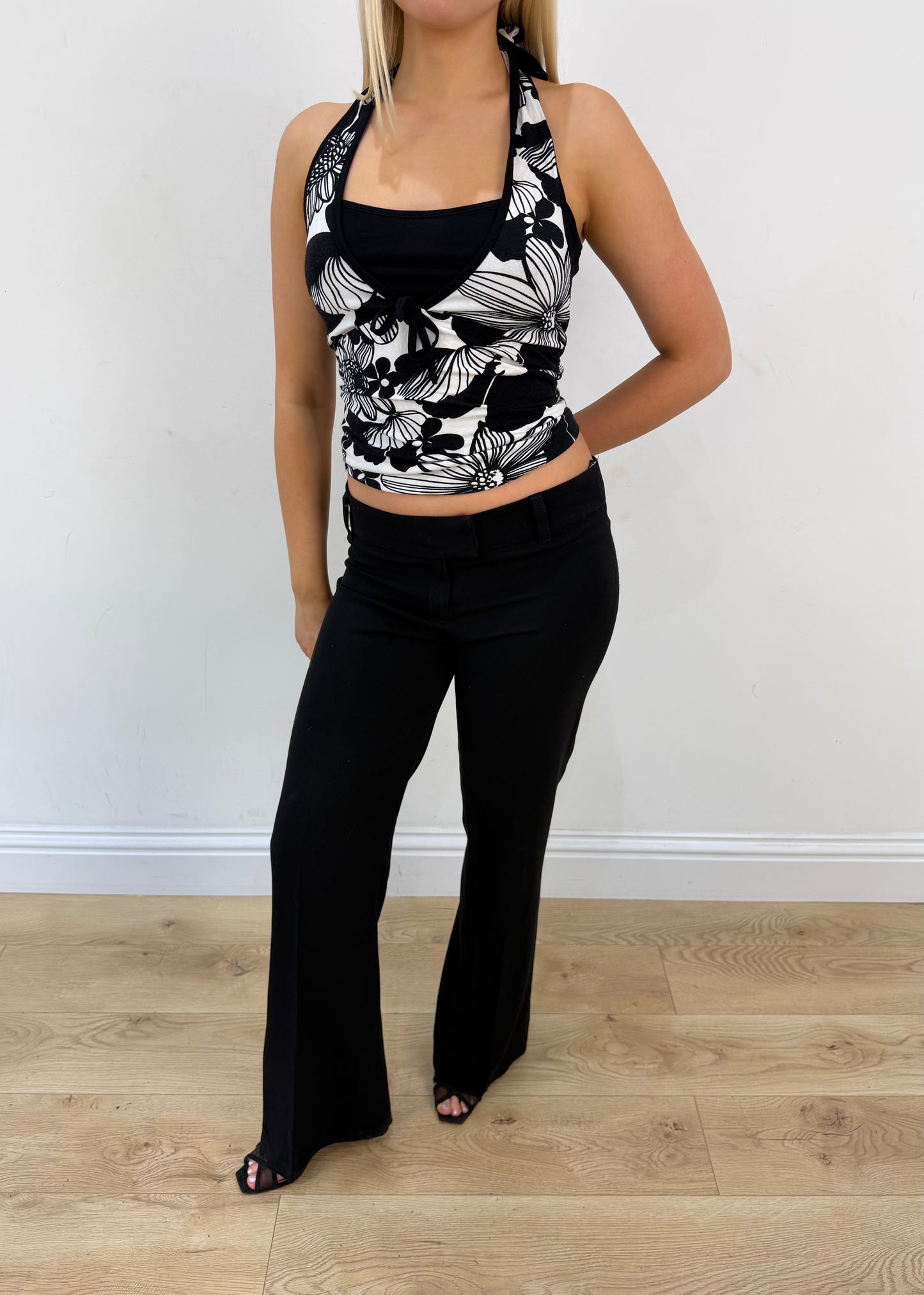 extra small black ysatis flared trousers image 1