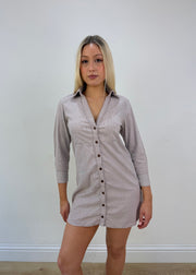 small grey and brown striped tally weijl shirt dress image 1