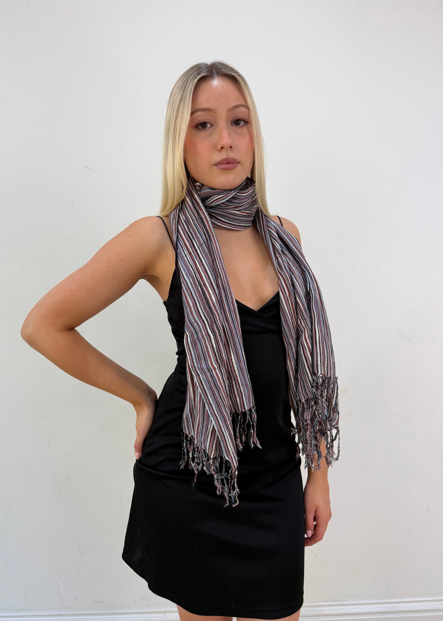 one size multicoloured striped scarf image 1