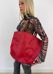 one size red tote handbag image 4