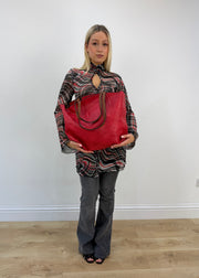 one size red tote handbag image 1