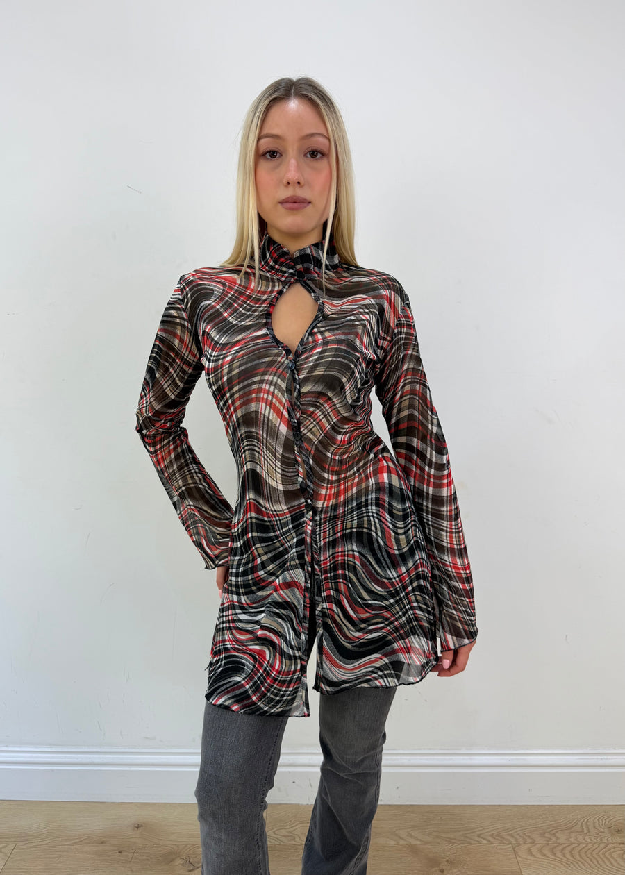 medium black and red d&g sheer tunic dress image 1