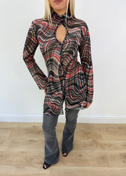 medium black and red d&g sheer tunic dress image 2