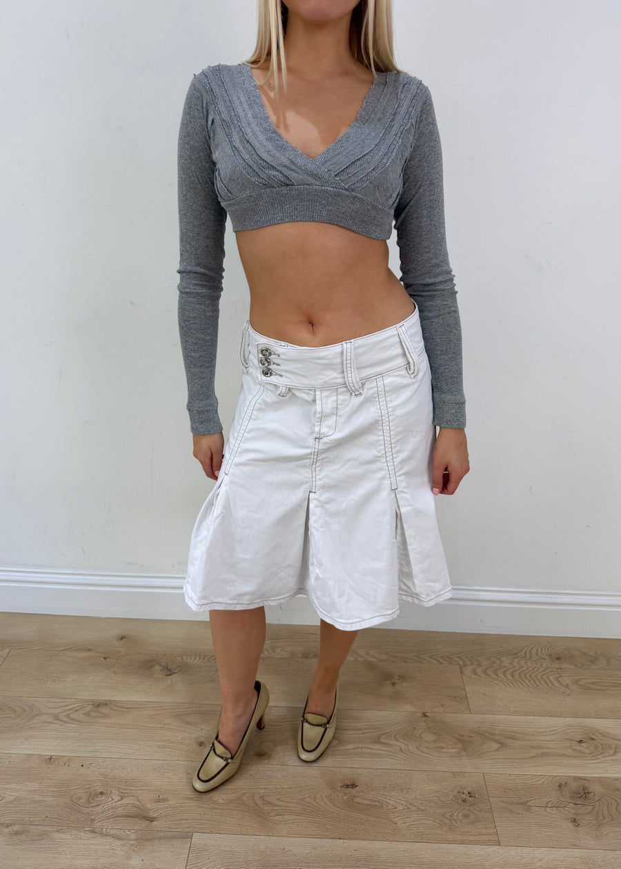 medium white flared knee-length skirt image 1